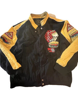 Vintage Blue Axes Full Button Tag Mens Jacket Size 3 XL (0046)